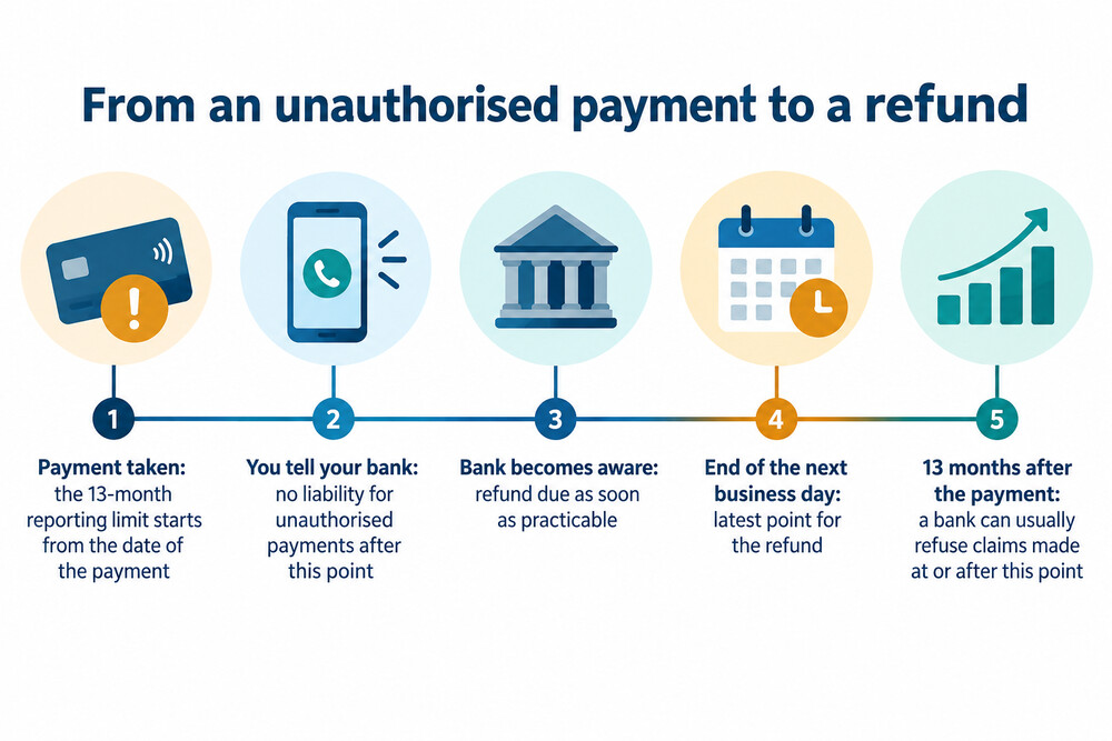 How the timing of an unauthorised payment claim works
