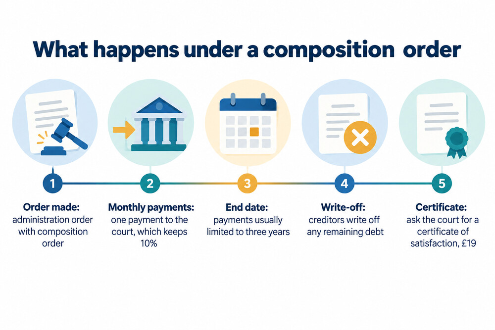 Timeline of an administration order with a composition order