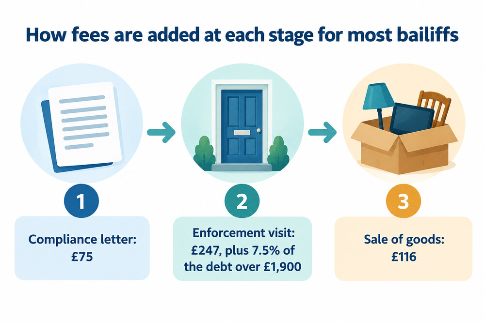How bailiff fees build up for most debts in England and Wales