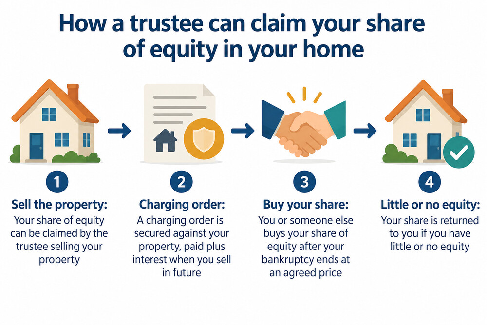 A diagram showing how equity in a home is treated during bankruptcy