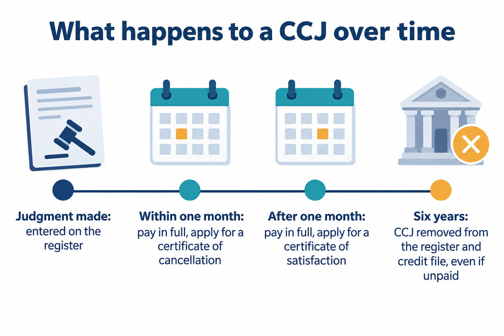 Timeline of a CCJ from judgment to removal after six years
