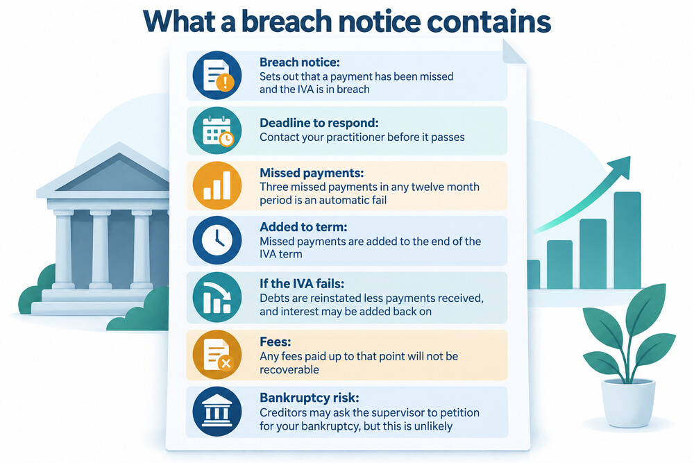 A letter from an insolvency practitioner setting out a breach notice and the deadline to respond