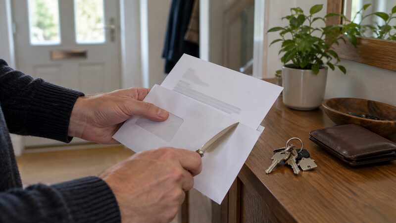 A letter from a creditor about a missed payment