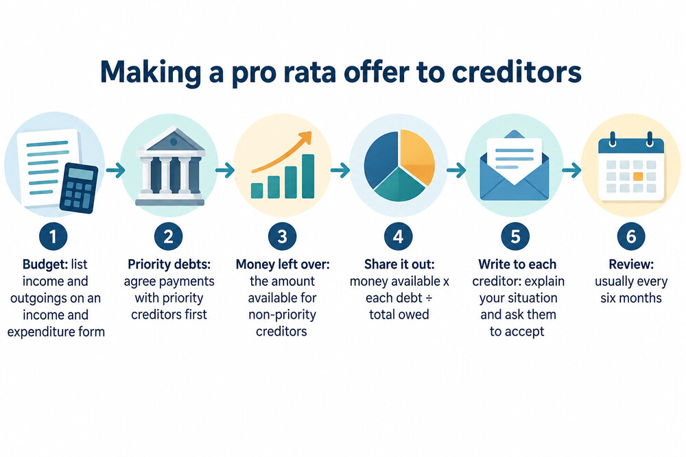 How pro rata offers are worked out and sent to creditors