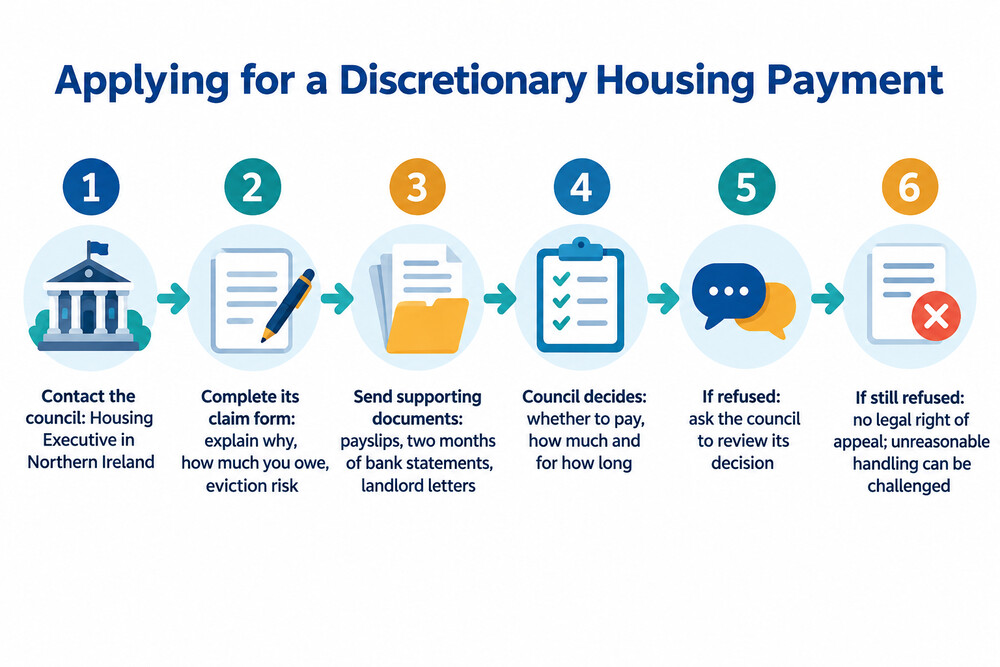 The steps from applying for a Discretionary Housing Payment to asking for a review
