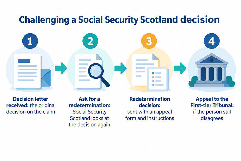 The steps to challenge a Social Security Scotland decision