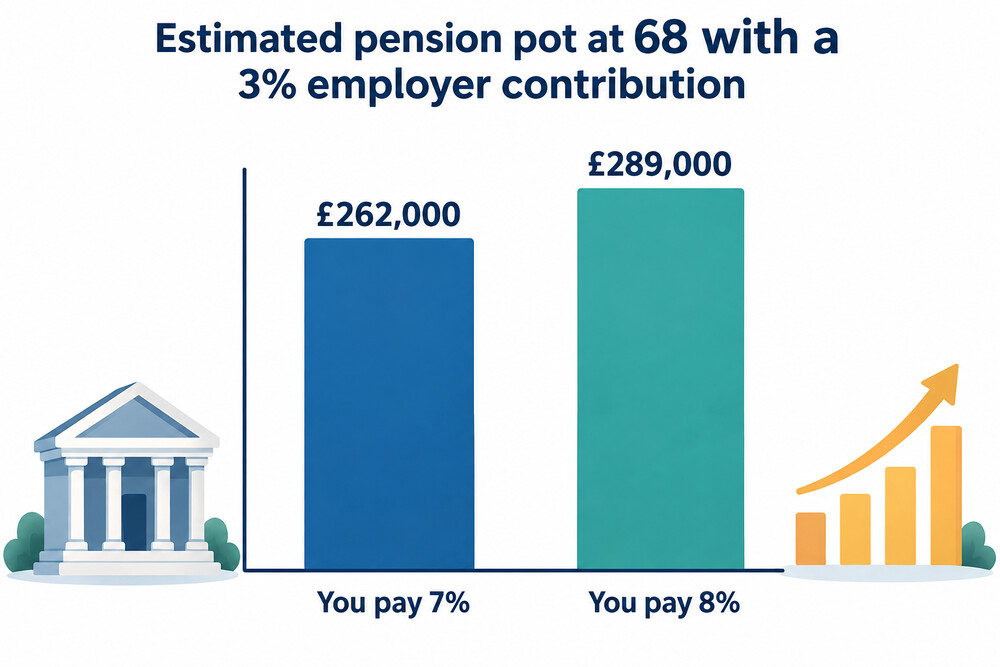How extra employee contributions change an estimated pot at 68