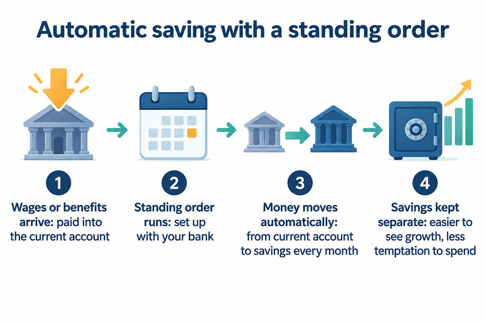 How a standing order moves money into savings each month