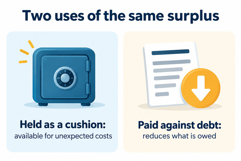 Two uses of a surplus weighed side by side
