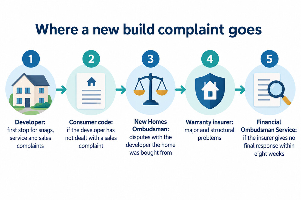 Diagram of the complaint route for a new build home