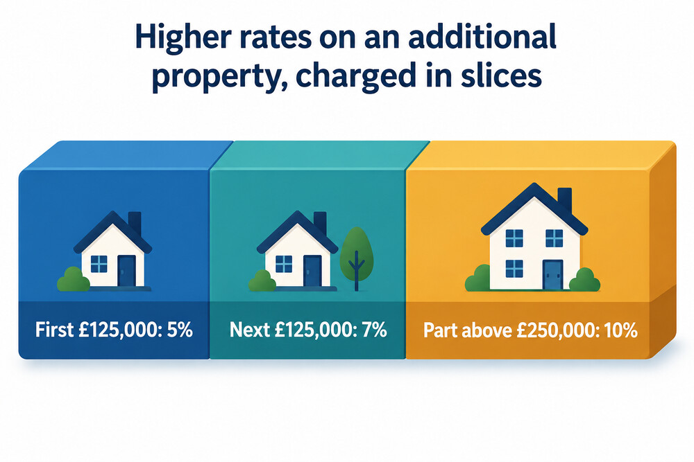 How the higher rates slice an additional property's price into bands in England and Northern Ireland