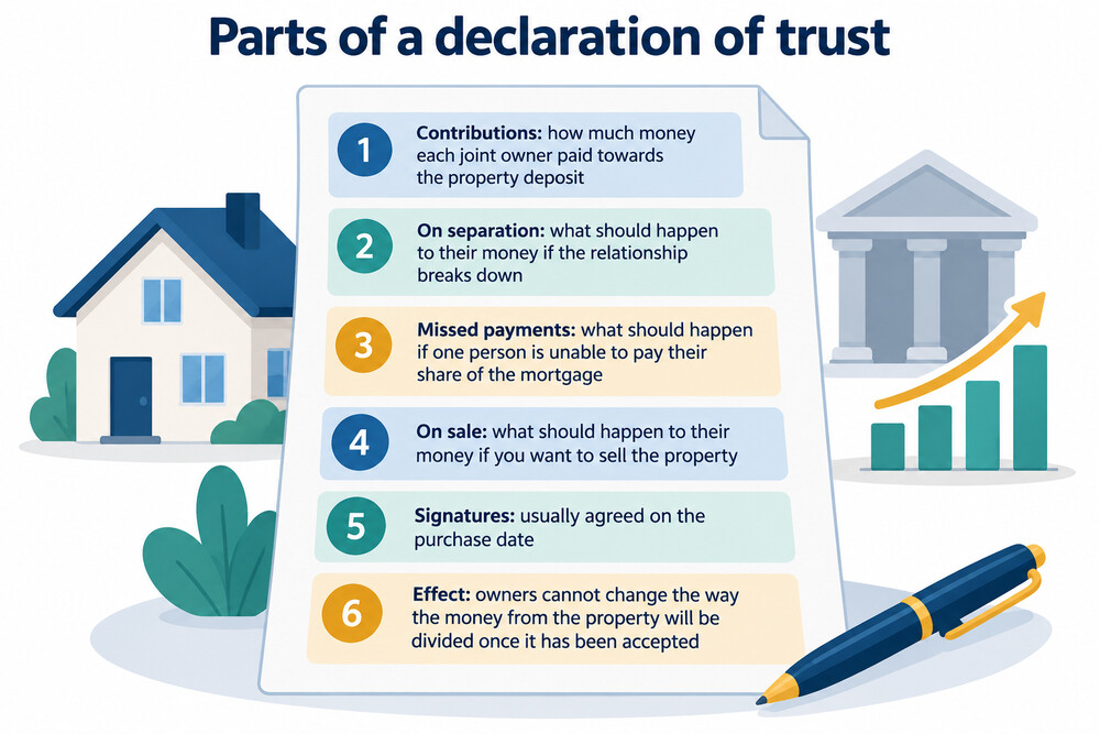 A one page deed of trust showing a schedule of contributions and a signature block