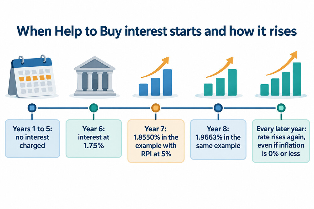 How the Help to Buy interest fee changes over the life of the loan