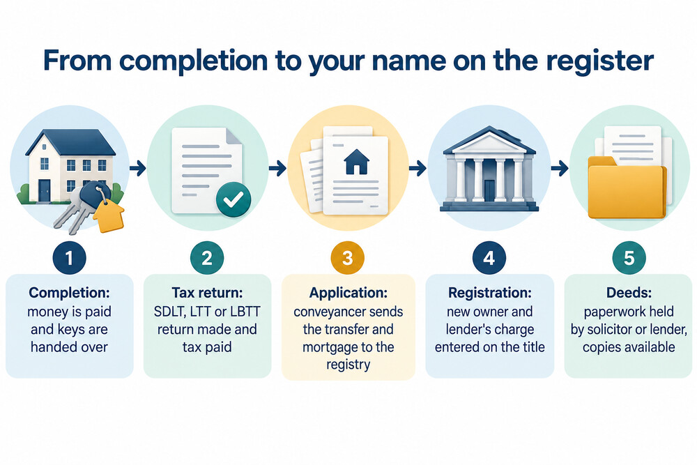 How ownership is registered after completion