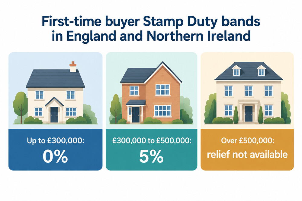 A breakdown of the first-time buyer bands in England and Northern Ireland up to the £500,000 cap