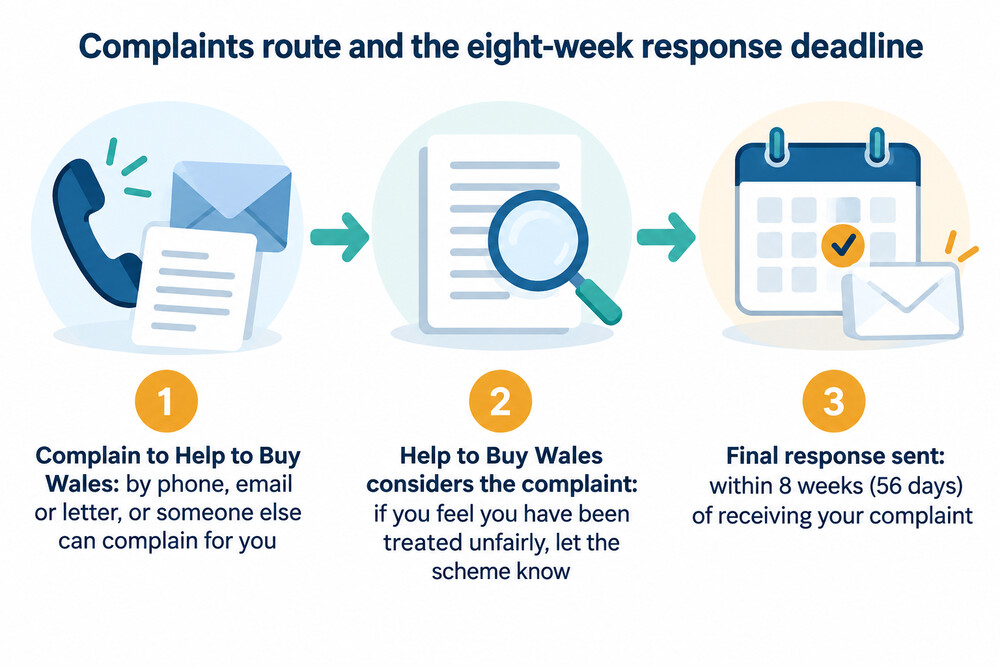 A diagram showing the complaints route and the eight-week response deadline