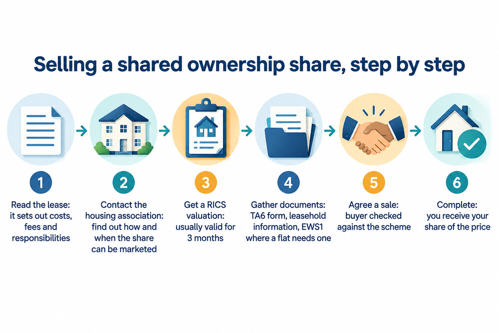 The usual order of steps when selling a shared ownership share