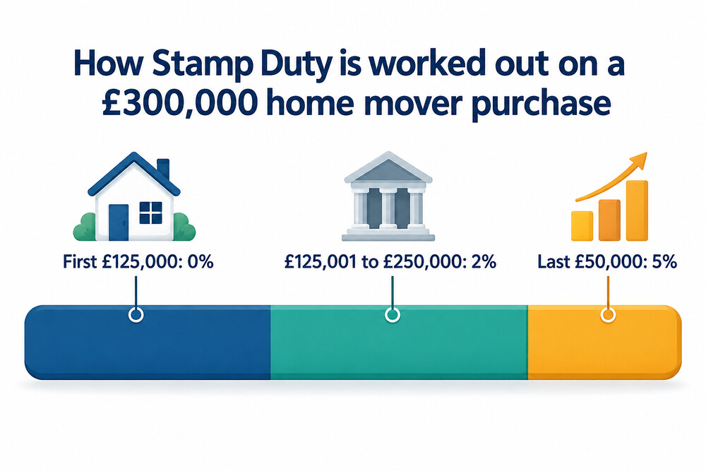 How a £300,000 purchase is split into slices, each taxed at its own rate