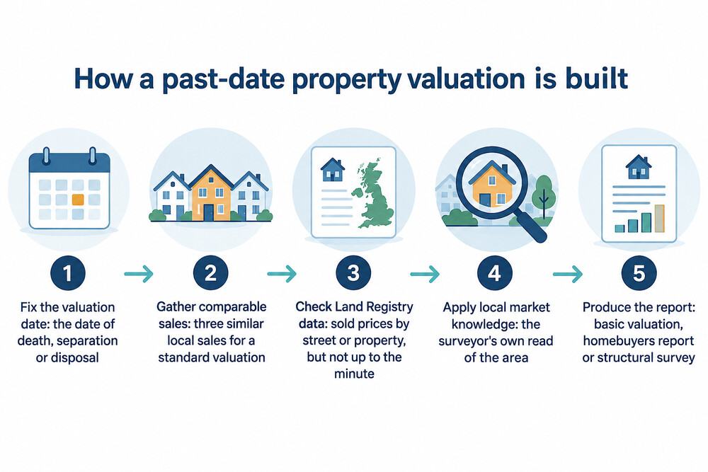 How a surveyor builds a past-date property valuation from comparable sales