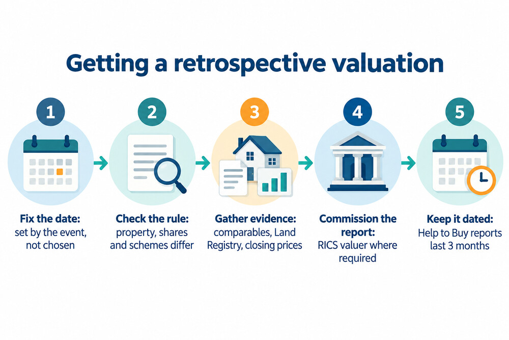 The steps from fixing a valuation date to holding a report