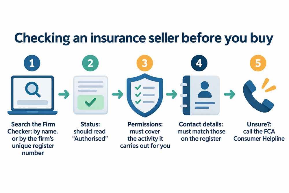 What the diagram explains: the order of checks before buying insurance from a firm