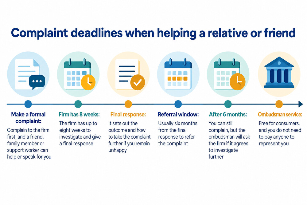 A timeline showing the eight-week firm deadline and the six-month referral window