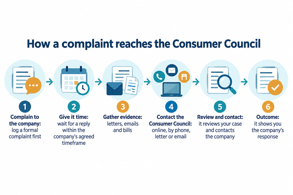 How a complaint moves from the company to the Consumer Council