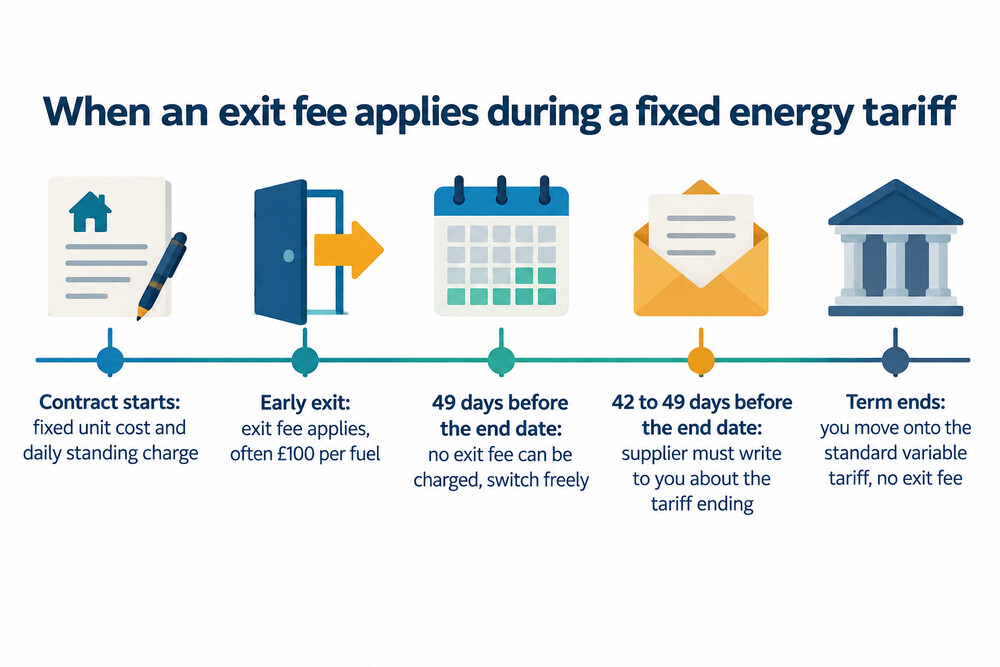 How the exit fee window works across a fixed energy contract
