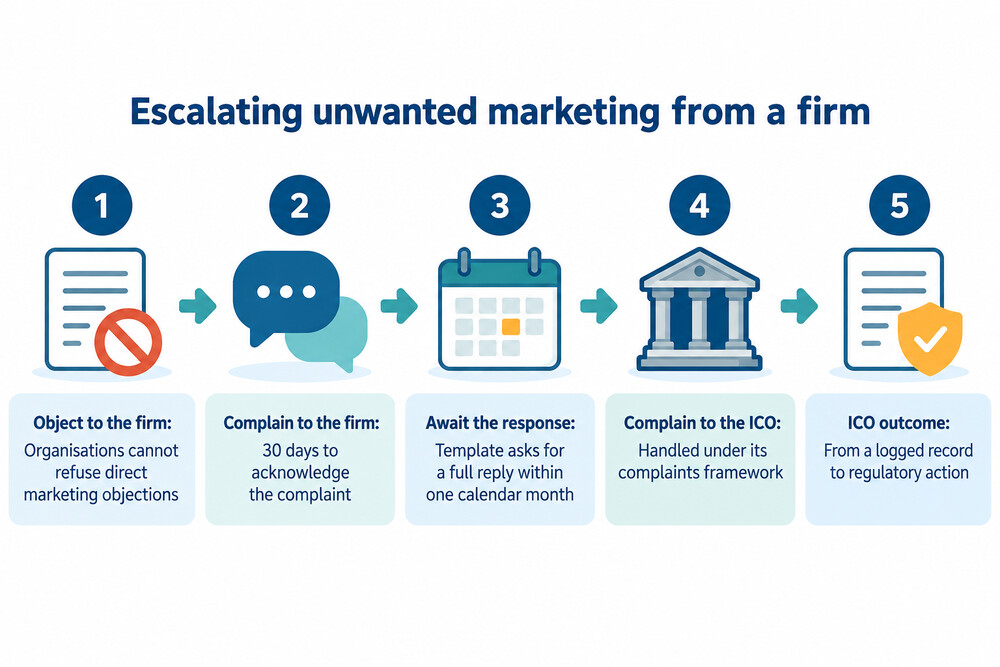 How to escalate unwanted marketing from a firm