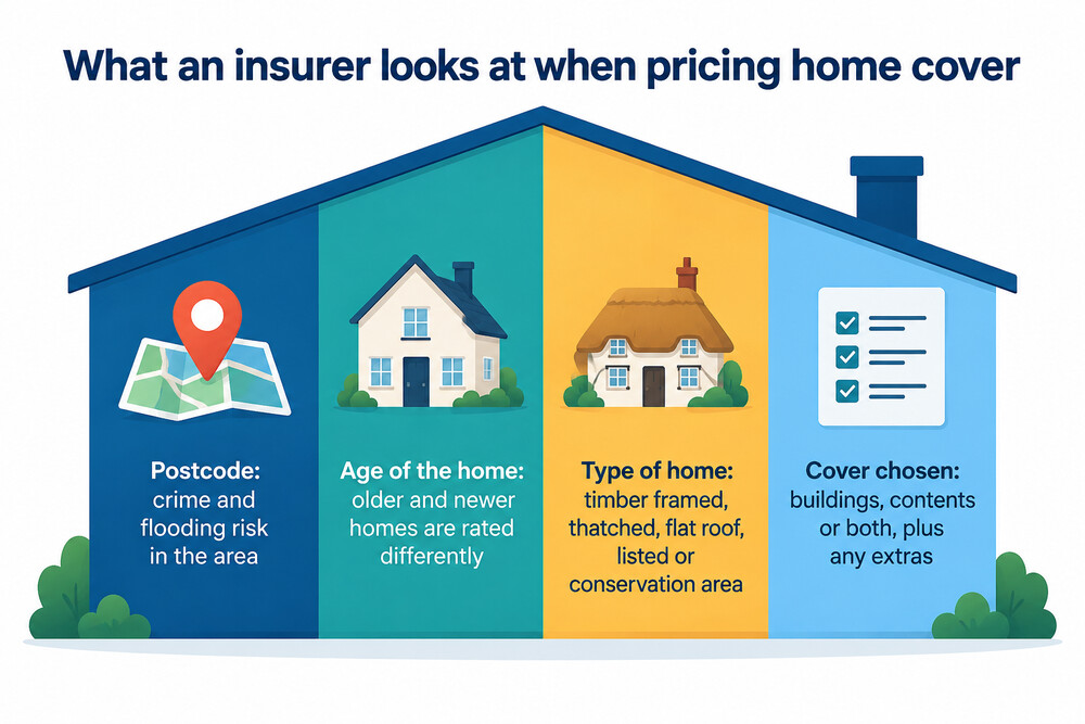 A breakdown of the main factors an insurer uses to set a home insurance premium
