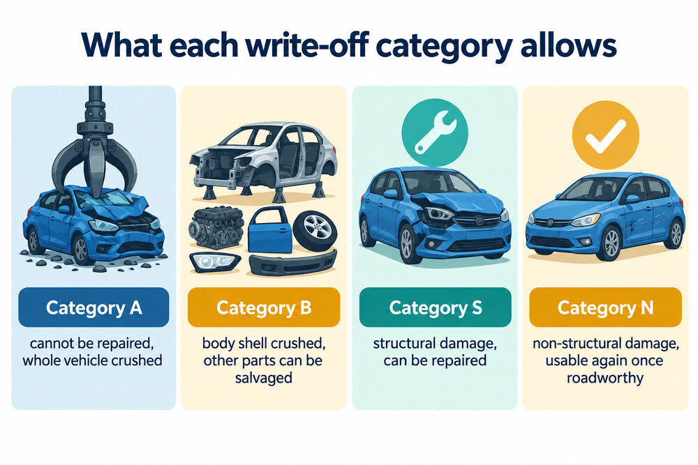 How the four write-off categories compare