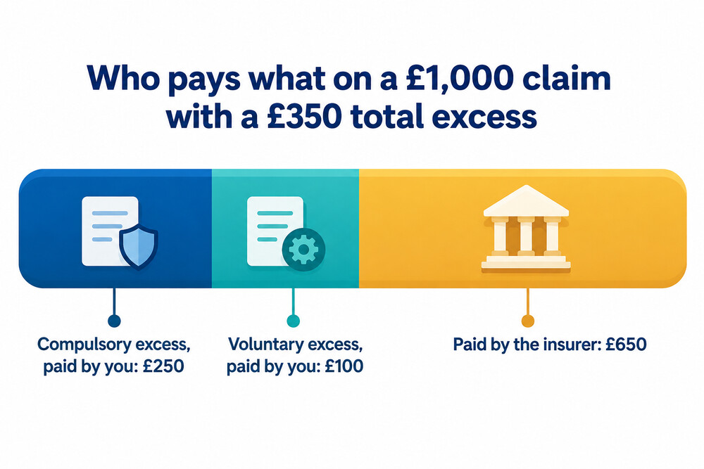 A £1,000 claim split into the policyholder's share and the insurer's share