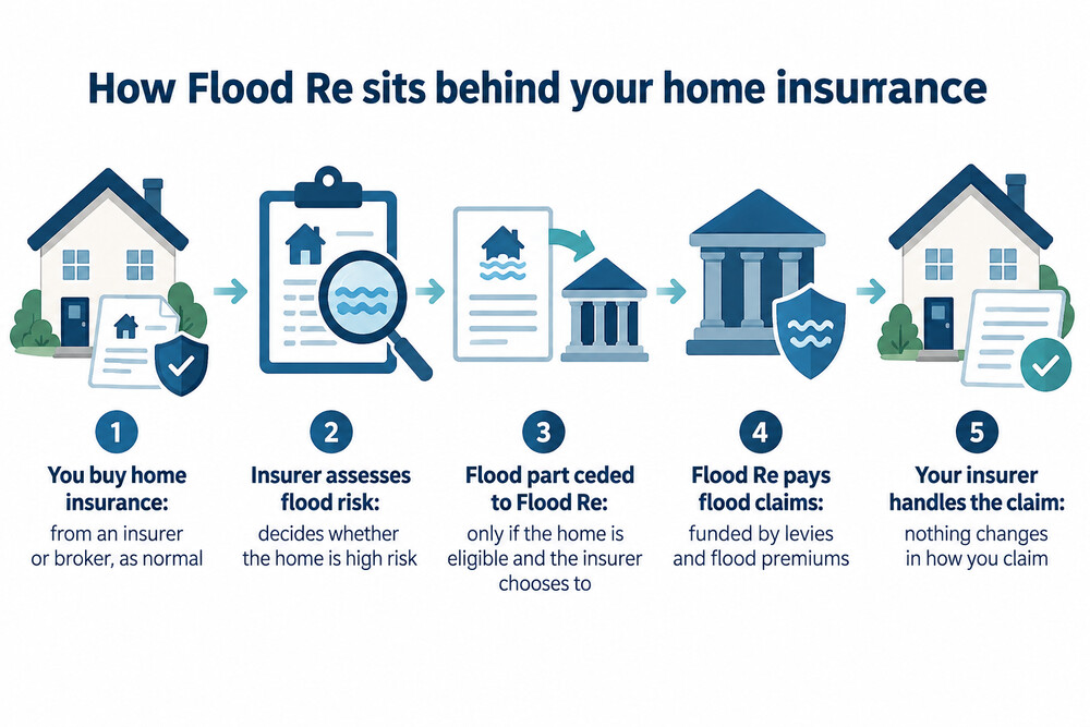 How a flood risk passes from a homeowner's insurer to Flood Re and back