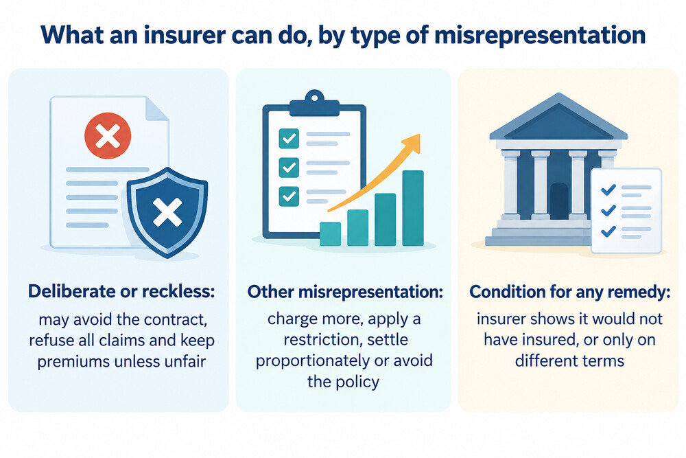 How an insurer's options change with the type of misrepresentation