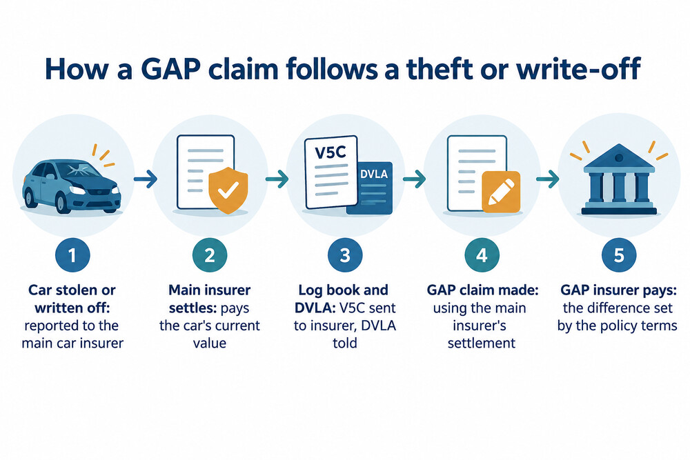 diagram: how a GAP claim follows a write-off
