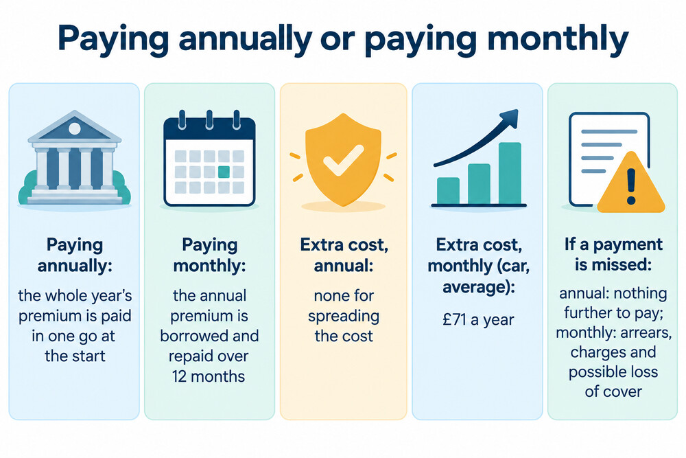 Paying annually compared with paying monthly through premium finance