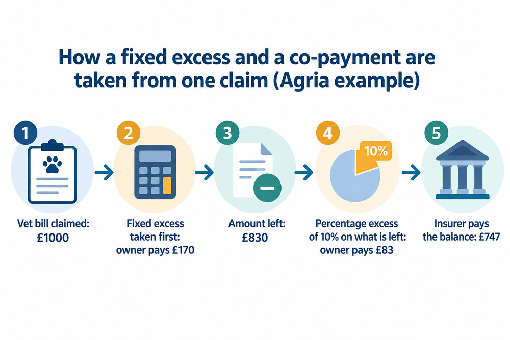 What the two charges add up to on a claim, in the order insurers apply them