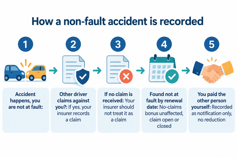 How a non-fault accident is recorded and what happens to the no-claims bonus