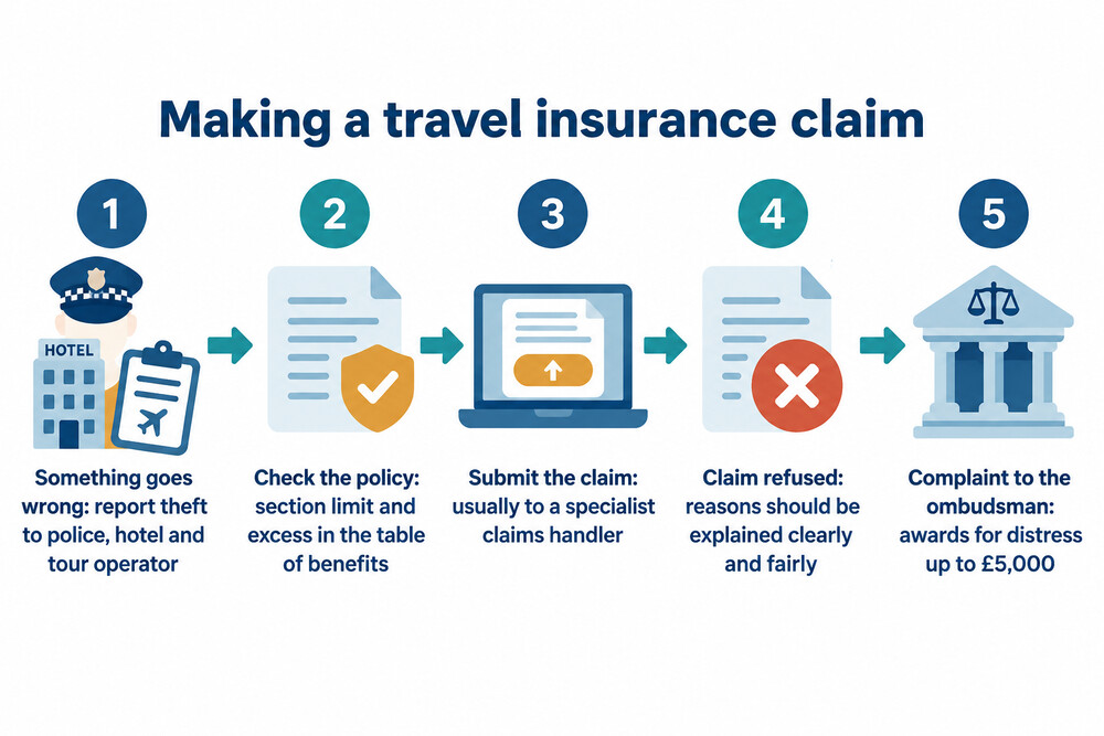 How a travel claim moves from the incident to a complaint if refused