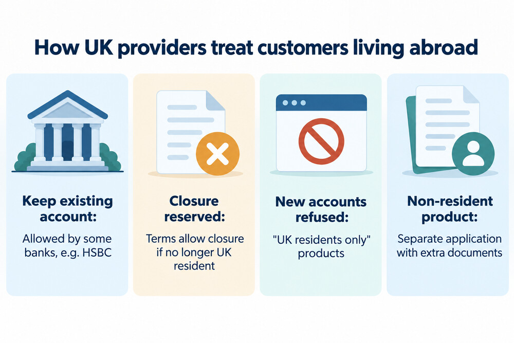 comparison of how UK providers treat customers who live abroad