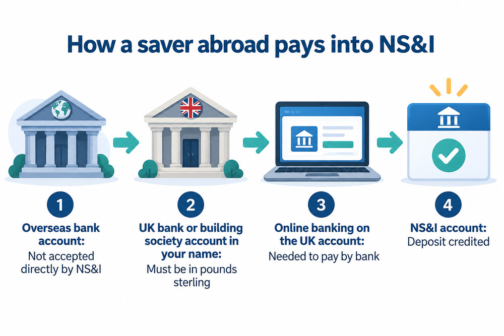 how money reaches NS&I from a saver living abroad