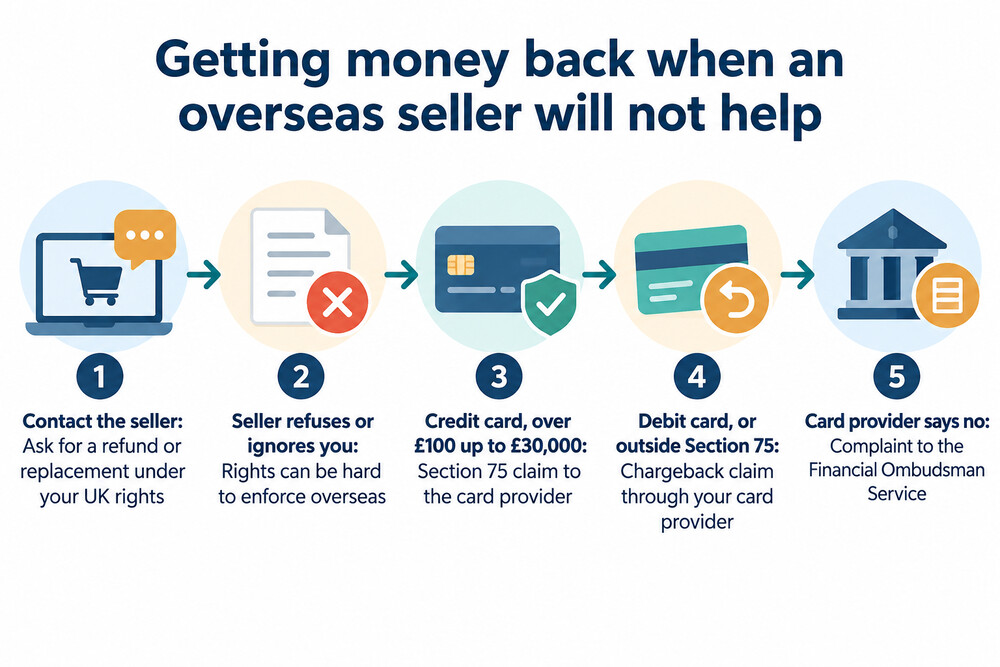How a card claim works when an overseas seller will not refund