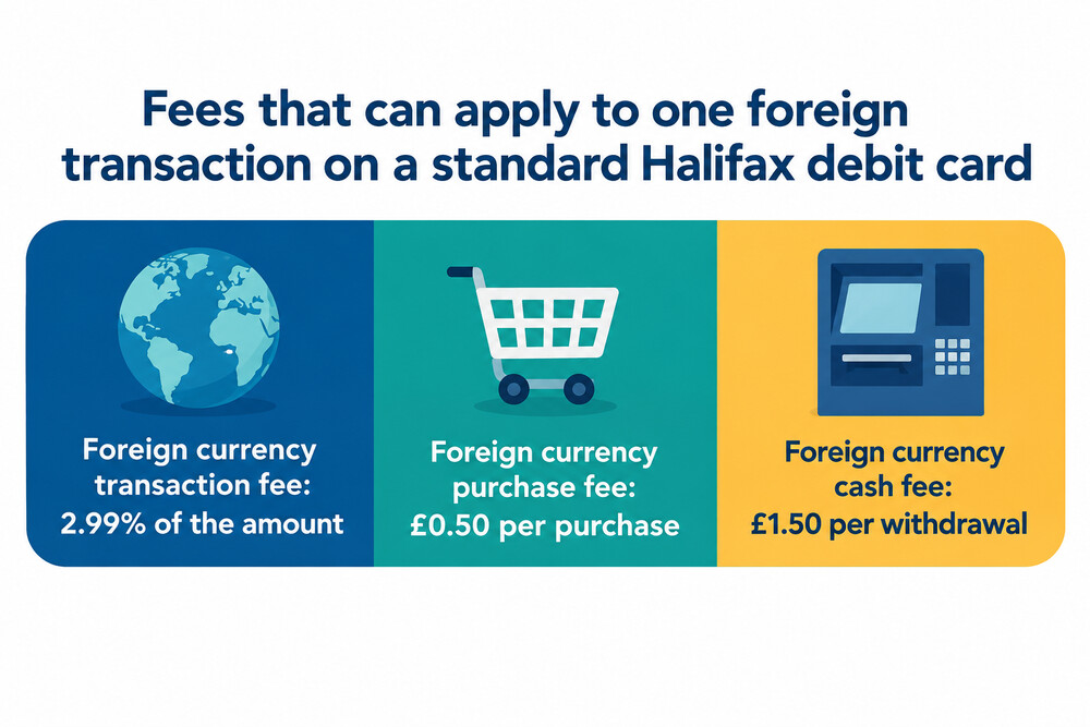 How fees stack on a standard debit card that charges for use abroad