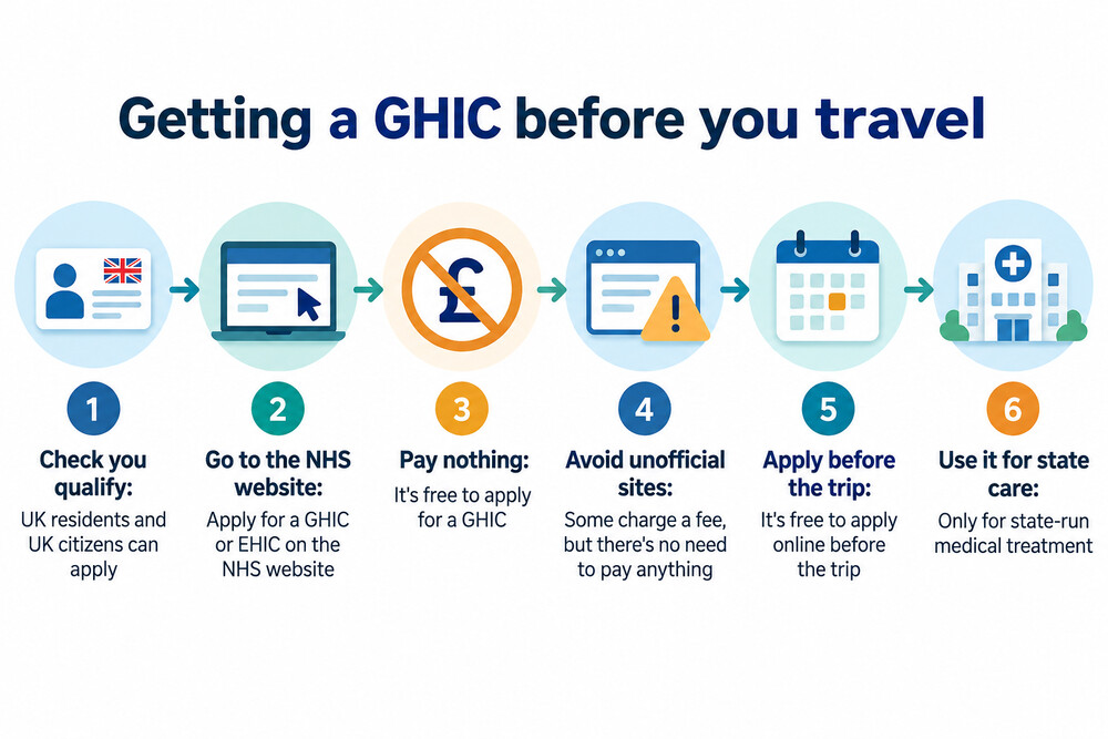The NHS online application page for a GHIC, showing the personal details form