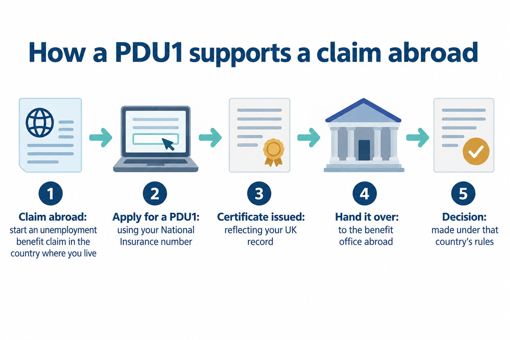 How a PDU1 moves from the UK to the benefit office abroad