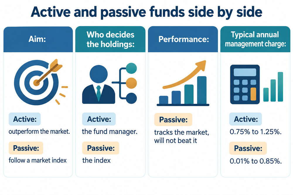 What active and passive funds aim for and how they get there