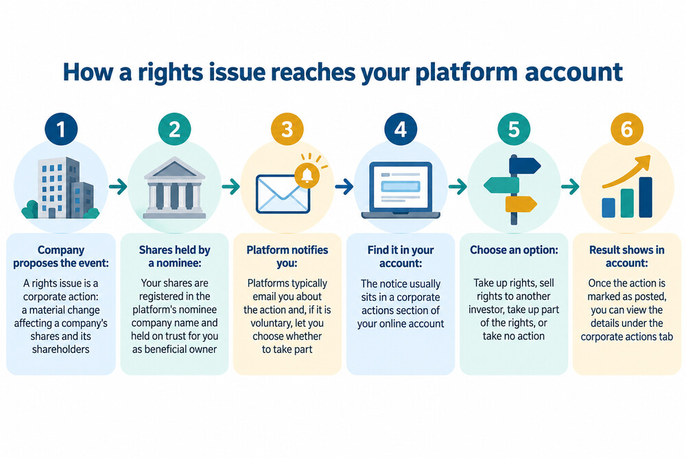 A checklist of the steps to take when a platform notifies you of a corporate action