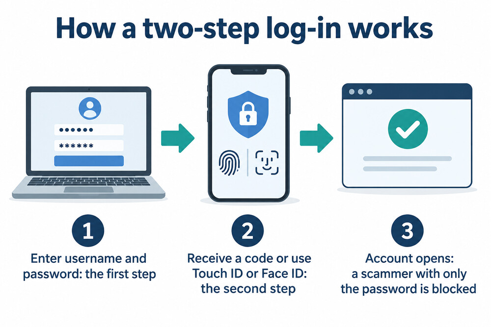 How two-step log-in works, in plain words