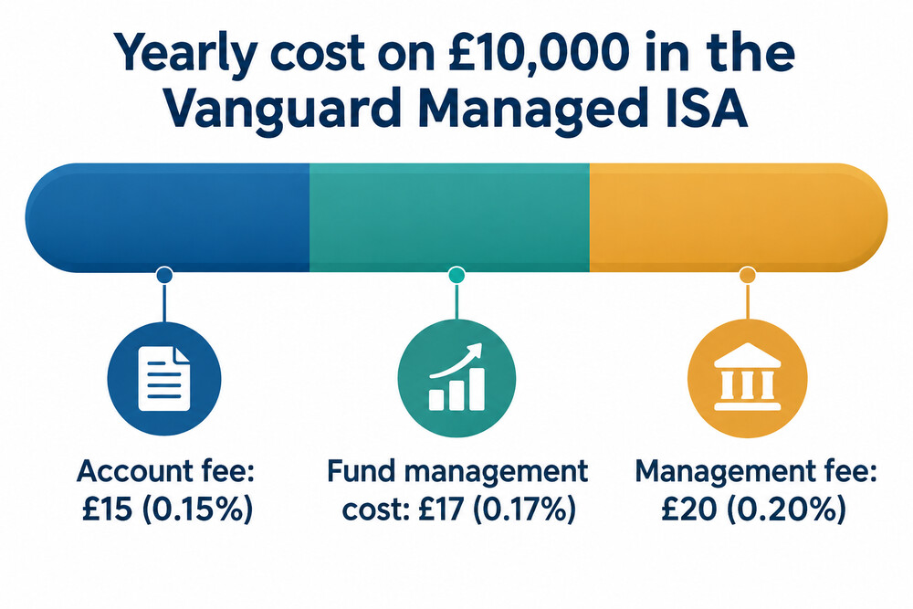 Where the yearly cost of £10,000 in the Vanguard Managed ISA goes