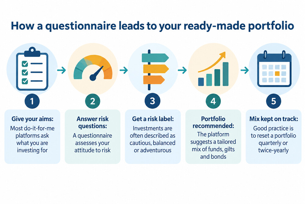 A short online questionnaire about investment goals and attitude to risk, leading to a matched portfolio
